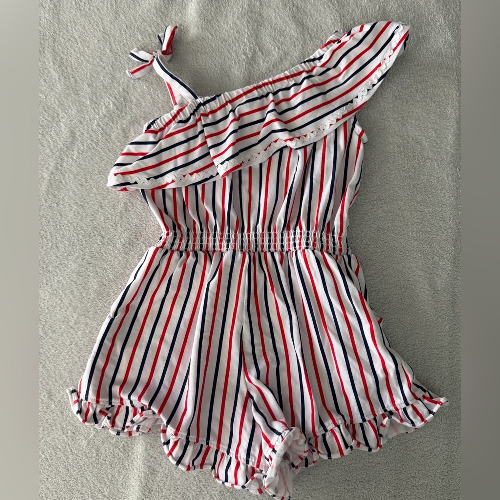 Janie and Jack | Red White & You Stripe Romper | 4 - Picture 5 of 12